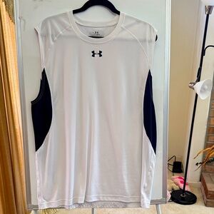 Under Armour Men's White Tank Top with Black Accents